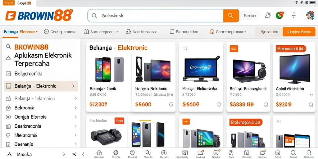 Screenshot BROWIN88 yang menunjukkan antarmuka belanja elektronik yang intuitif.