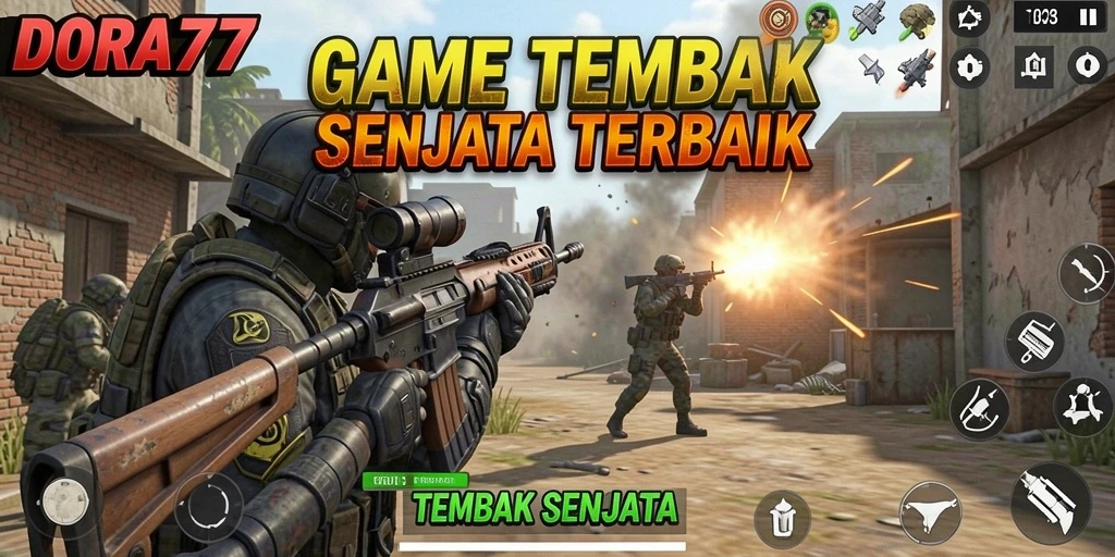 Antarmuka DORA77 menampilkan tindakan tembak-menembak yang menarik.