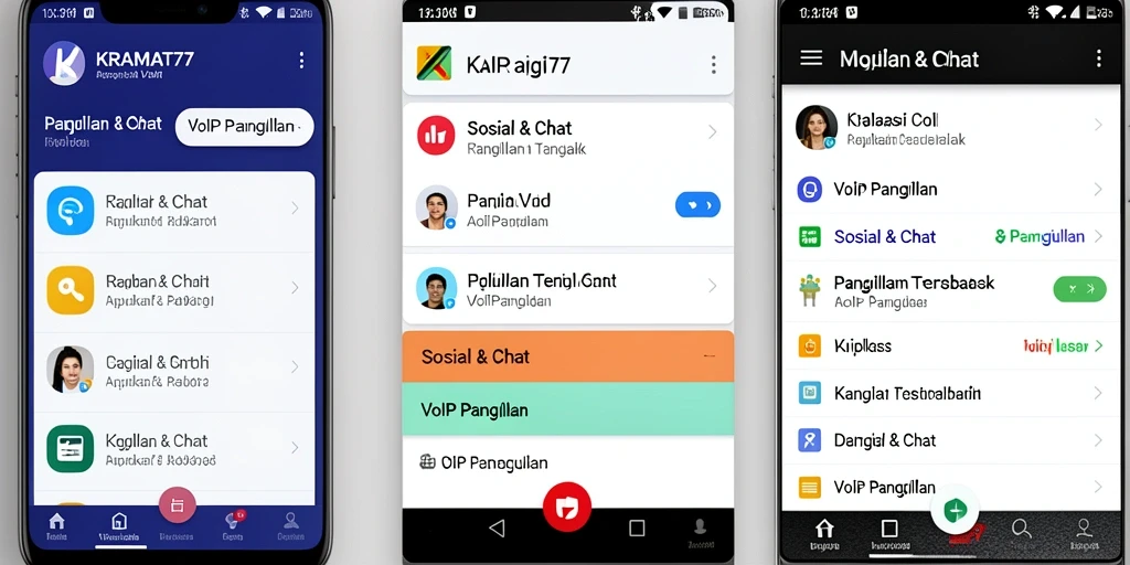 Antarmuka KRAMAT77 menampilkan fungsi VoIP Panggilan yang intuitif dan modern.
