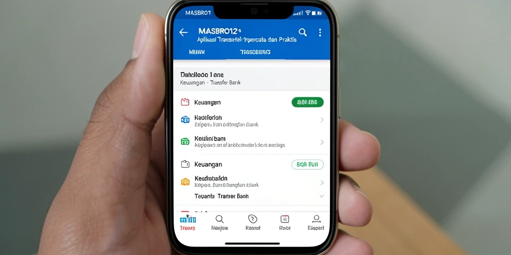 Tampilan utama aplikasi MASBRO12 untuk transaksi Transfer Bank.