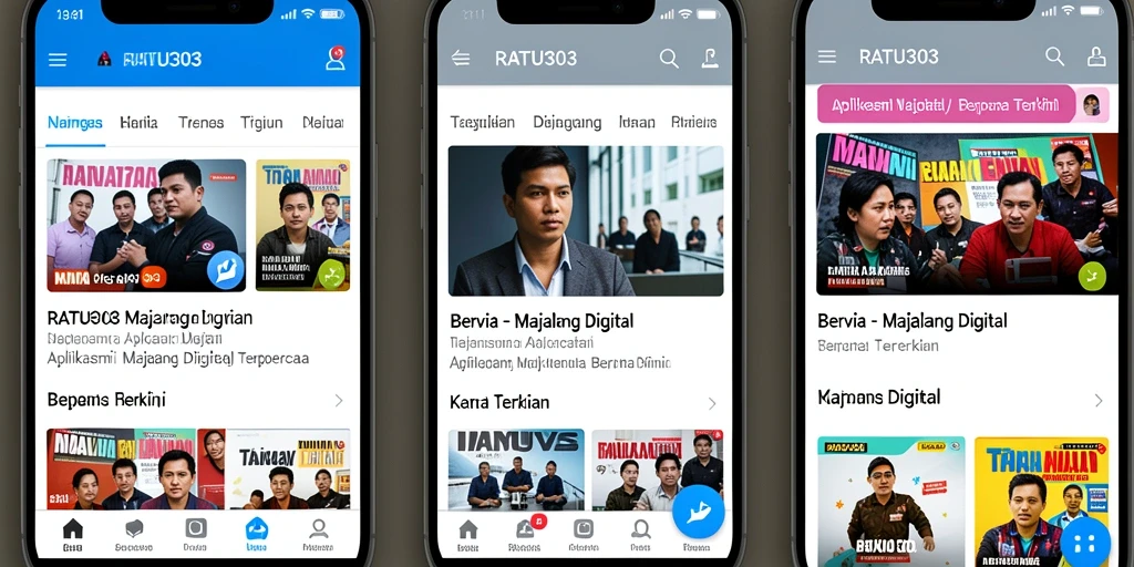 Antarmuka aplikasi Majalah Digital RATU303 yang menarik dan informatif.